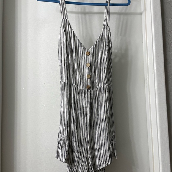 Striped Button-Front Romper - Picture 1 of 2